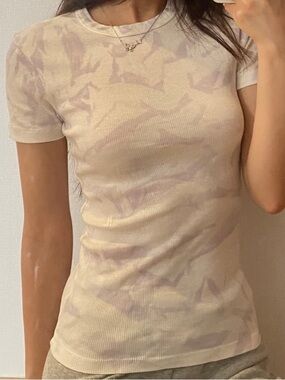 NWT Helmut Lang tie die Crewneck Tee ribbed short sleeve top Sz XS sold out